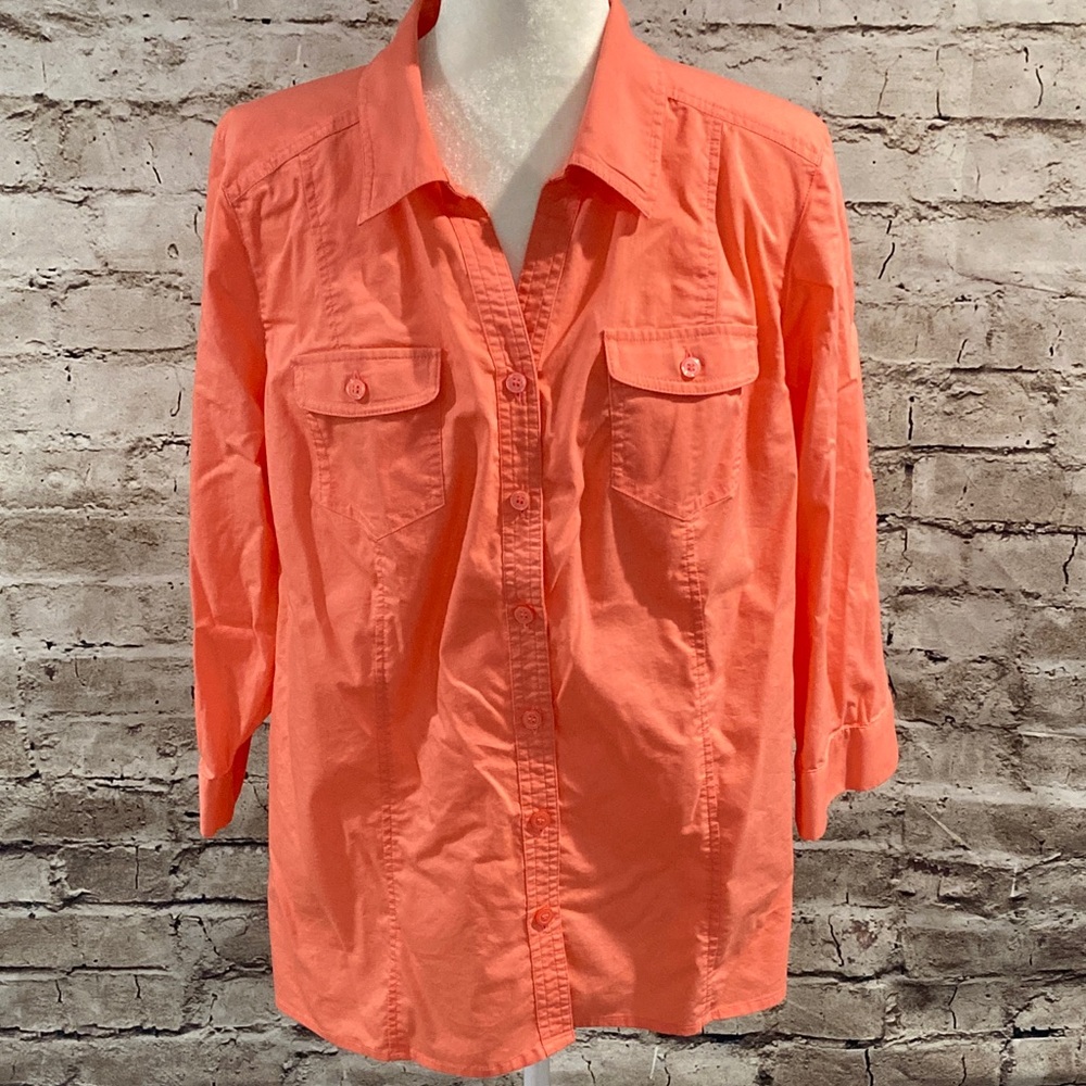 Christopher & Banks Vibrant Coral Button-Down Shirt